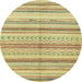 Round Abstract Chrome Gold Yellow Modern Rug, abs2180