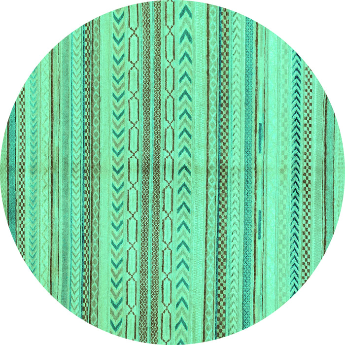 Round Abstract Turquoise Modern Rug, abs2180turq
