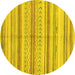 Round Abstract Yellow Modern Rug, abs2180yw