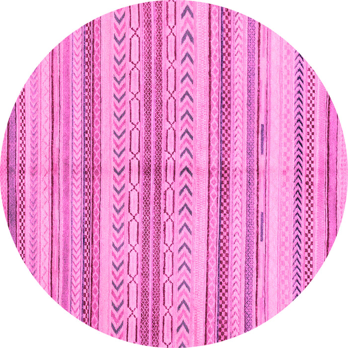 Round Machine Washable Abstract Pink Modern Rug, wshabs2180pnk