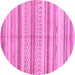 Round Machine Washable Abstract Pink Modern Rug, wshabs2180pnk