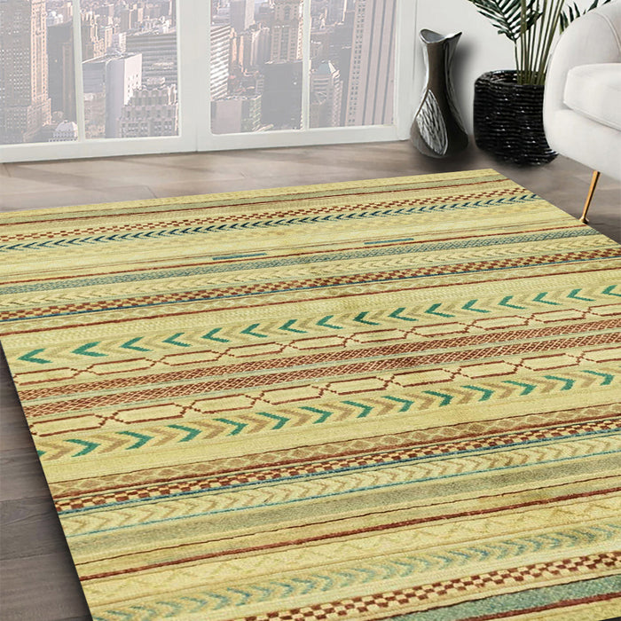Abstract Chrome Gold Yellow Modern Rug in Family Room, abs2180