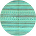 Round Machine Washable Abstract Light Blue Modern Rug, wshabs2180lblu