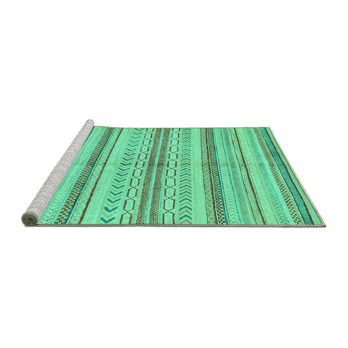 Sideview of Machine Washable Abstract Turquoise Modern Area Rugs, wshabs2180turq