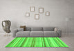 Machine Washable Abstract Green Modern Area Rugs in a Living Room,, wshabs2180grn