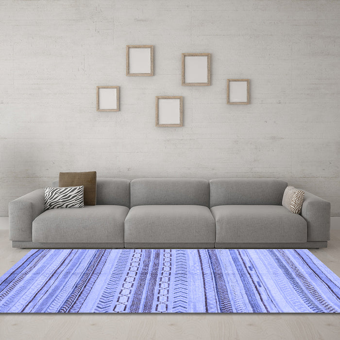 Machine Washable Abstract Blue Modern Rug in a Living Room, wshabs2180blu