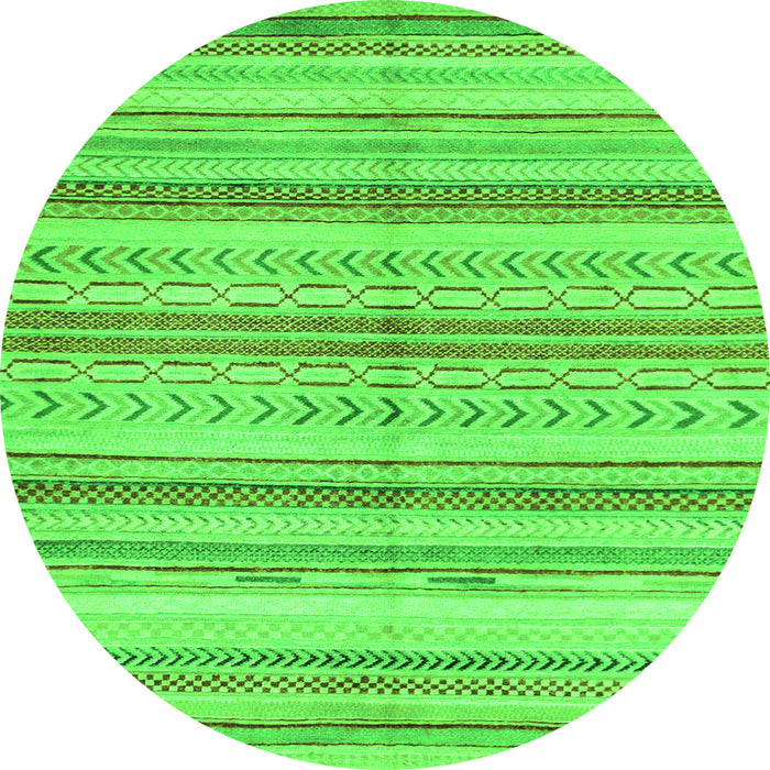 Round Machine Washable Abstract Green Modern Area Rugs, wshabs2180grn