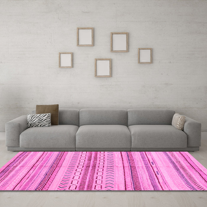 Machine Washable Abstract Pink Modern Rug in a Living Room, wshabs2180pnk
