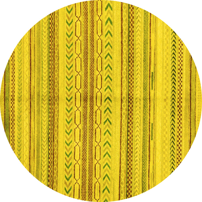Round Machine Washable Abstract Yellow Modern Rug, wshabs2180yw