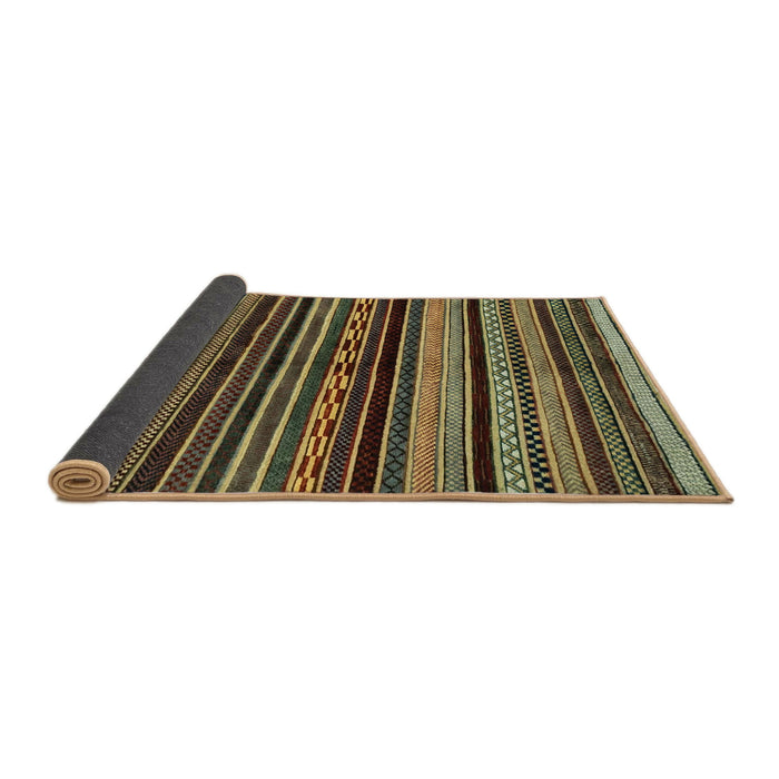 Sideview of Abstract Copper Green Modern Rug, abs2181
