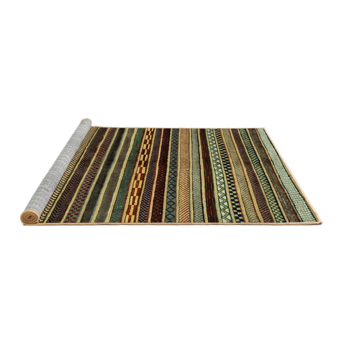 Sideview of Machine Washable Abstract Brass Green Rug, wshabs2181
