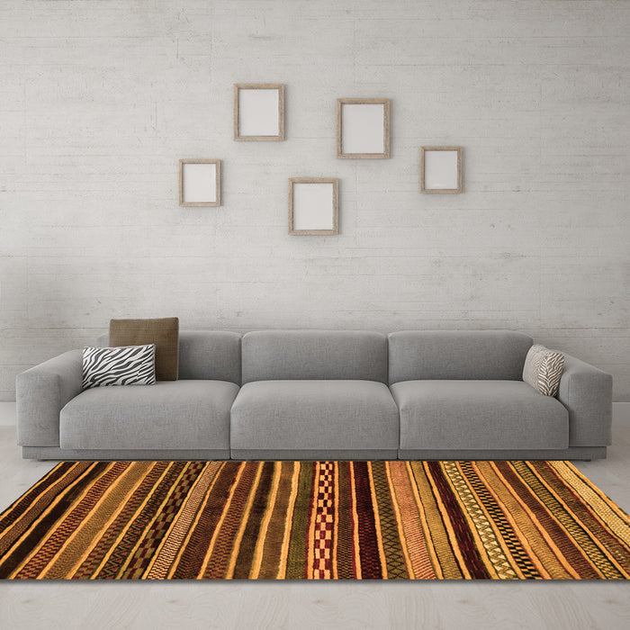 Machine Washable Abstract Orange Modern Area Rugs in a Living Room, wshabs2181org