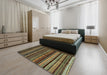 Machine Washable Abstract Brass Green Rug in a Bedroom, wshabs2181