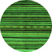 Round Machine Washable Abstract Green Modern Area Rugs, wshabs2181grn