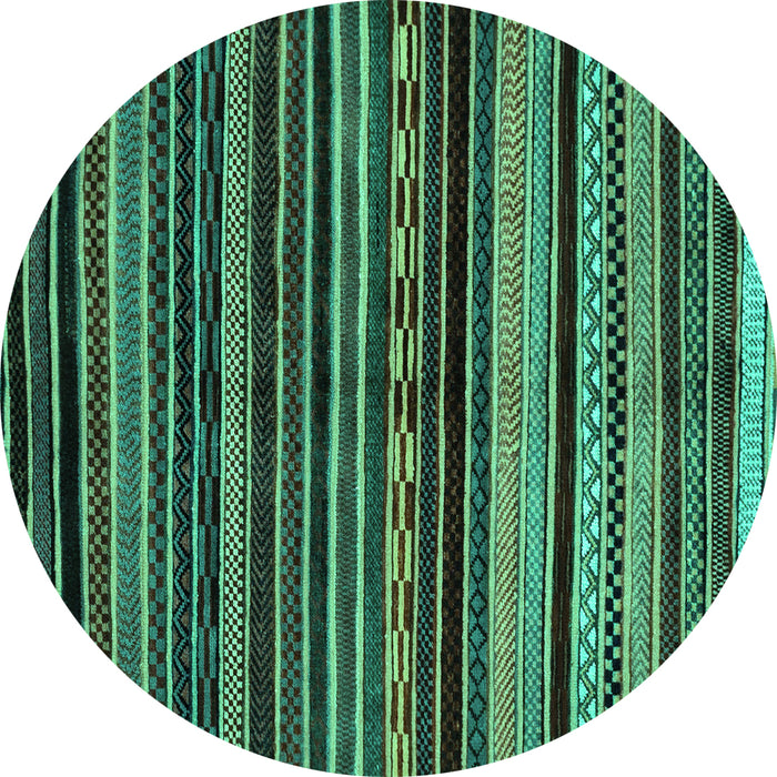 Round Machine Washable Abstract Turquoise Modern Area Rugs, wshabs2181turq
