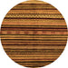 Round Machine Washable Abstract Orange Modern Area Rugs, wshabs2181org