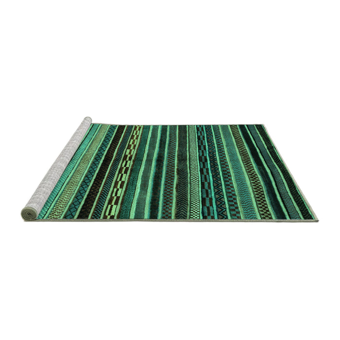 Sideview of Machine Washable Abstract Turquoise Modern Area Rugs, wshabs2181turq