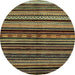 Round Abstract Copper Green Modern Rug, abs2181