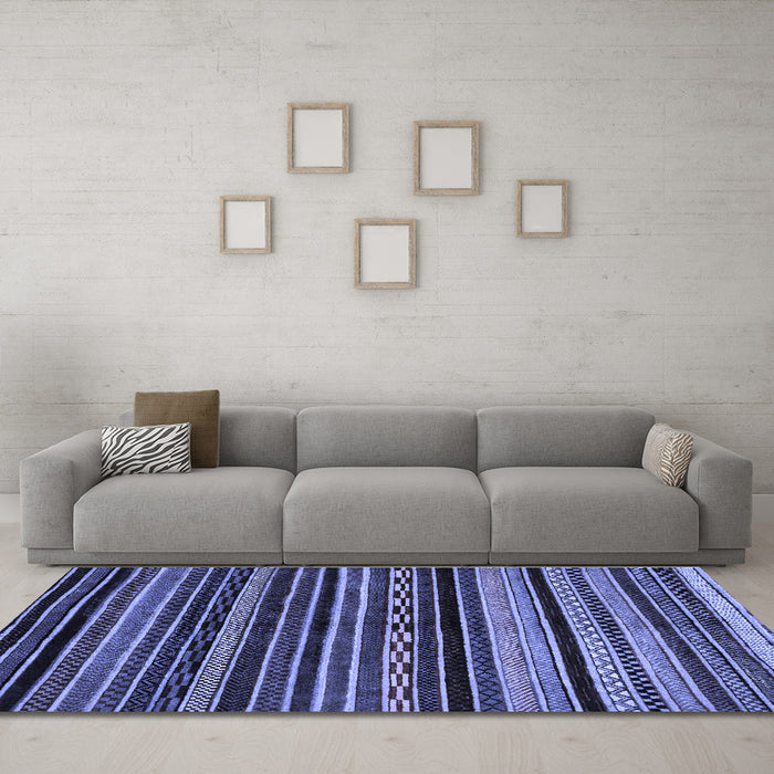 Machine Washable Abstract Blue Modern Rug in a Living Room, wshabs2181blu