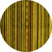 Round Abstract Yellow Modern Rug, abs2181yw