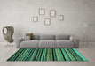 Machine Washable Abstract Turquoise Modern Area Rugs in a Living Room,, wshabs2181turq