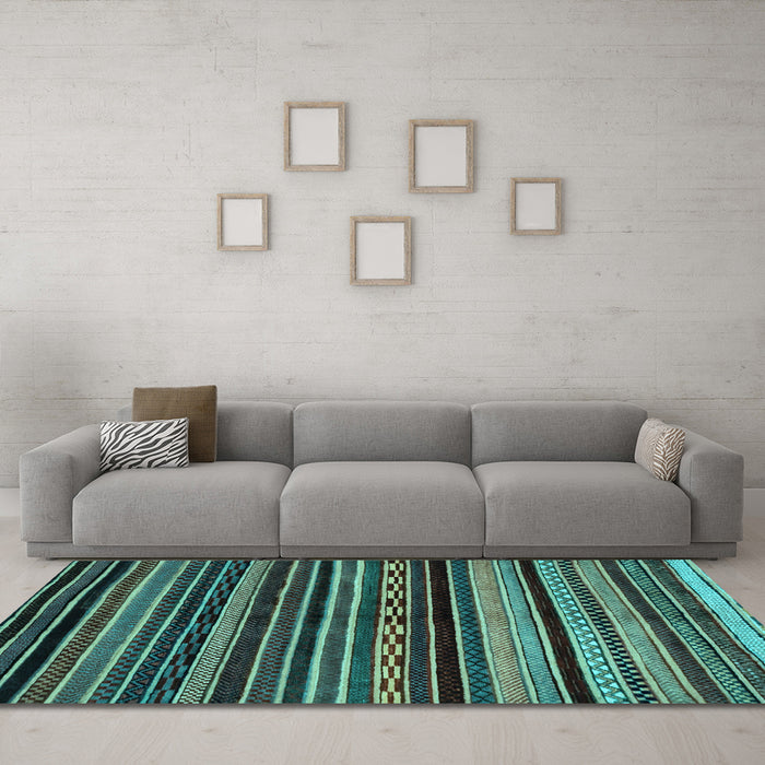 Machine Washable Abstract Light Blue Modern Rug in a Living Room, wshabs2181lblu