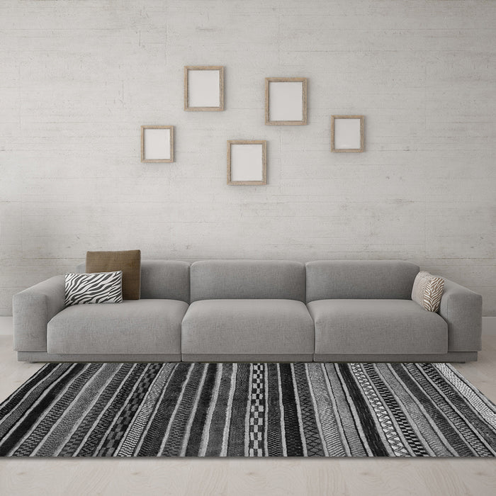 Machine Washable Abstract Gray Modern Rug in a Living Room,, wshabs2181gry