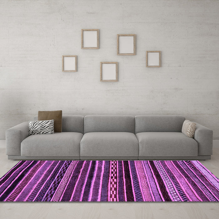 Machine Washable Abstract Purple Modern Area Rugs in a Living Room, wshabs2181pur