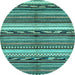 Round Abstract Light Blue Modern Rug, abs2182lblu