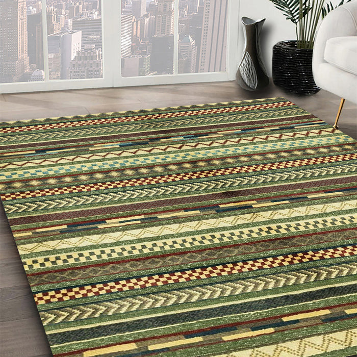 Machine Washable Abstract Avocado Green Rug in a Family Room, wshabs2182