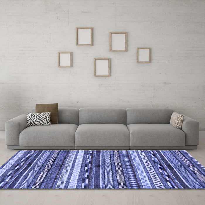 Machine Washable Abstract Blue Modern Rug in a Living Room, wshabs2182blu