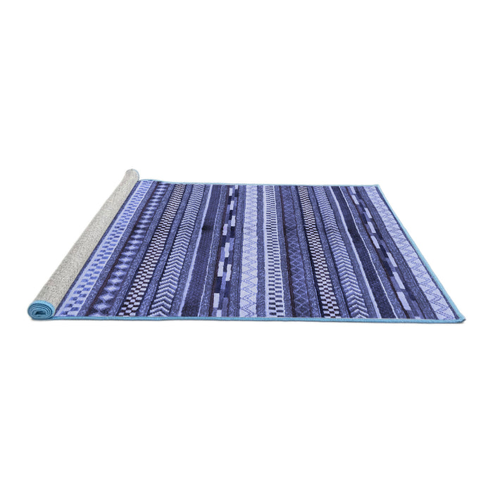Sideview of Machine Washable Abstract Blue Modern Rug, wshabs2182blu