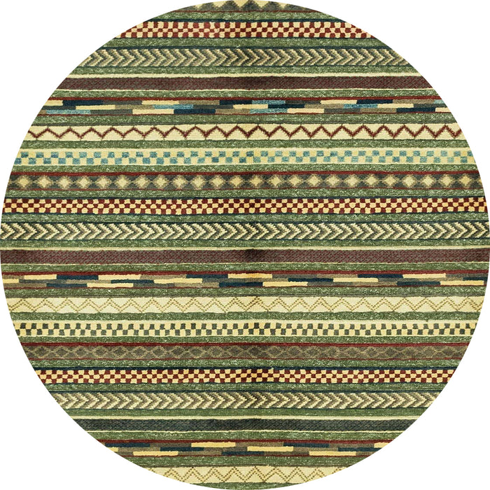Round Machine Washable Abstract Avocado Green Rug, wshabs2182