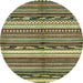 Round Machine Washable Abstract Avocado Green Rug, wshabs2182