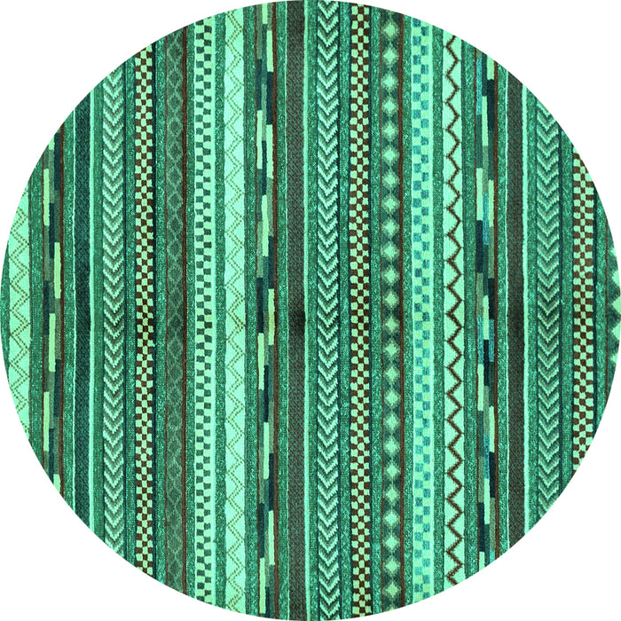 Round Machine Washable Abstract Turquoise Modern Area Rugs, wshabs2182turq