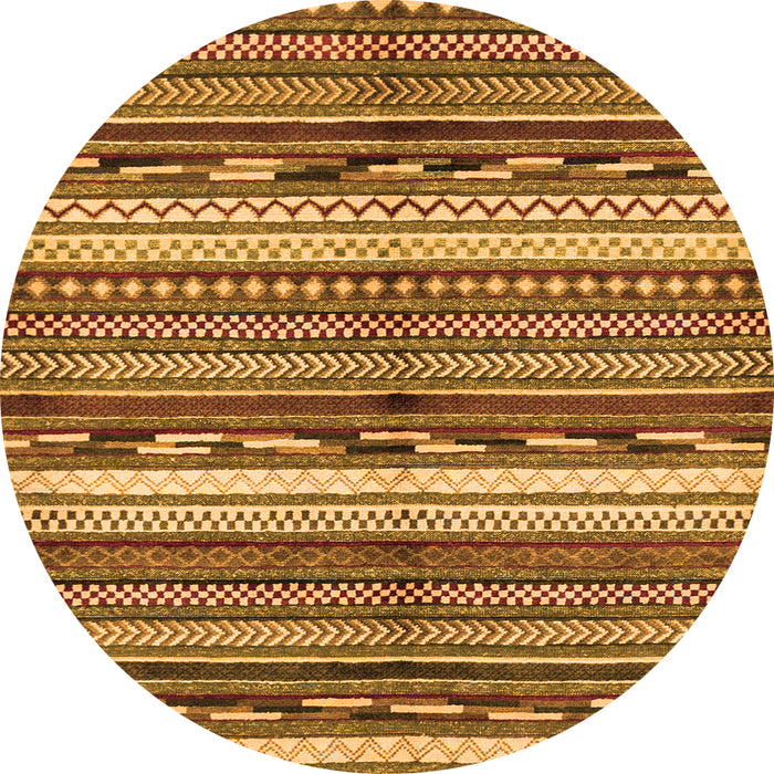 Round Machine Washable Abstract Orange Modern Area Rugs, wshabs2182org