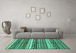 Machine Washable Abstract Turquoise Modern Area Rugs in a Living Room,, wshabs2182turq