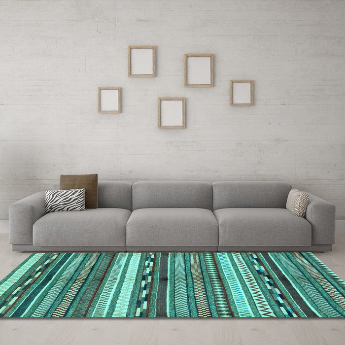 Machine Washable Abstract Light Blue Modern Rug in a Living Room, wshabs2182lblu