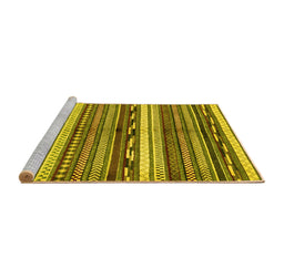 Sideview of Machine Washable Abstract Yellow Modern Rug, wshabs2182yw