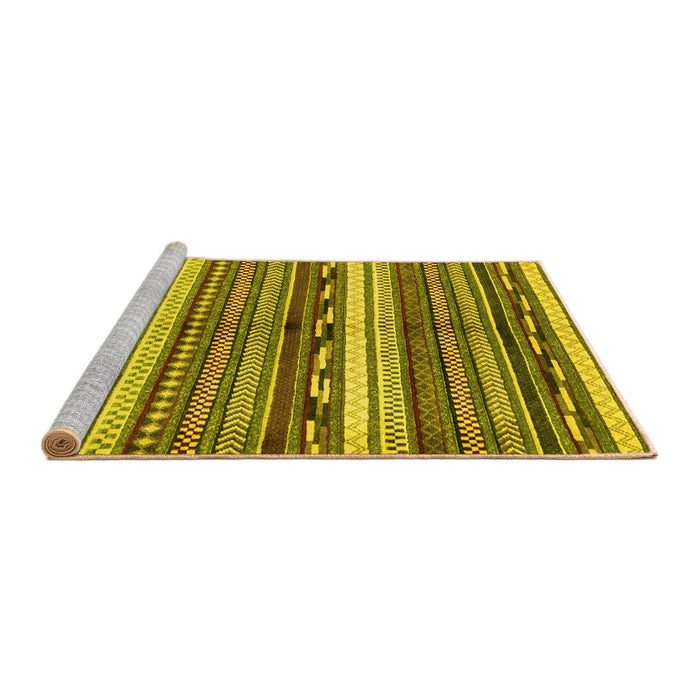 Sideview of Machine Washable Abstract Yellow Modern Rug, wshabs2182yw