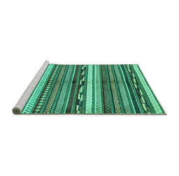 Sideview of Machine Washable Abstract Turquoise Modern Area Rugs, wshabs2182turq