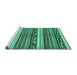 Sideview of Machine Washable Abstract Turquoise Modern Area Rugs, wshabs2182turq