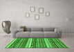 Machine Washable Abstract Green Modern Area Rugs in a Living Room,, wshabs2182grn