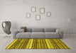 Machine Washable Abstract Yellow Modern Rug in a Living Room, wshabs2182yw