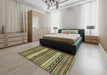 Abstract Avocado Green Modern Rug in a Bedroom, abs2182