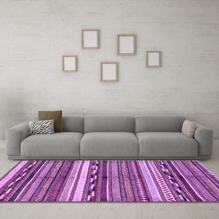 Machine Washable Abstract Purple Modern Area Rugs in a Living Room, wshabs2182pur