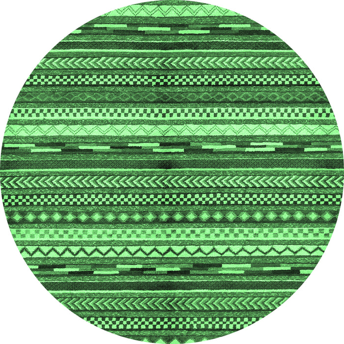 Round Abstract Emerald Green Modern Rug, abs2182emgrn