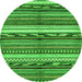 Round Machine Washable Abstract Green Modern Area Rugs, wshabs2182grn