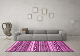 Machine Washable Abstract Pink Modern Rug in a Living Room, wshabs2182pnk