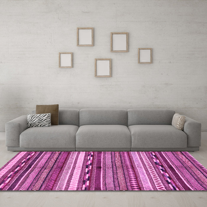 Machine Washable Abstract Pink Modern Rug in a Living Room, wshabs2182pnk